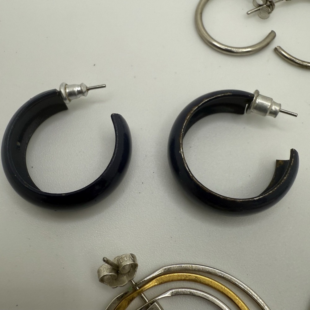 Lot Six Pairs of Earrings Pierced Hoop‎ Dangle - Picture 4 of 10